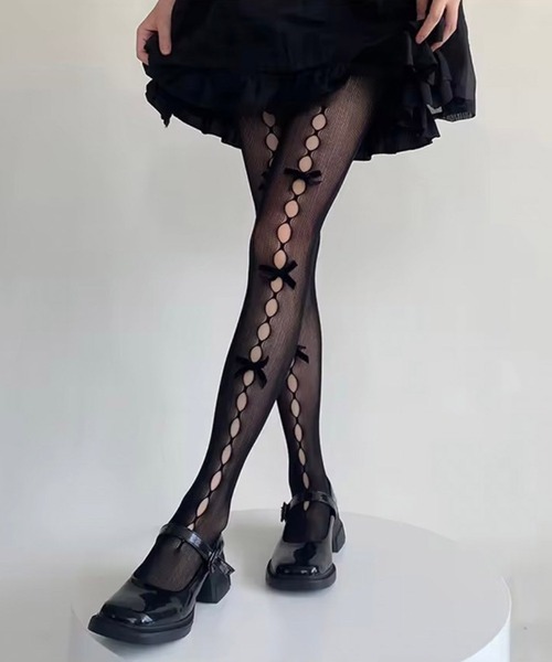 セール】【 Port / ポート 】 ロマンティック リボン デザイン タイツ_