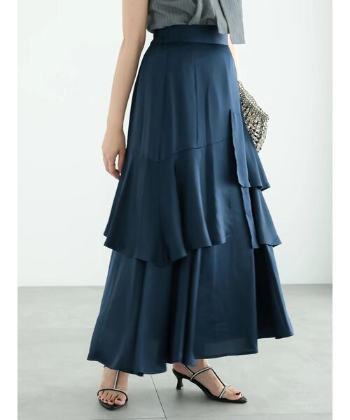 Te chichi（テチチ）の「アシンメトリーティアードロングスカート（スカート・レディース・ブラウン/グレー/ネイビー・F）」の3枚目の写真