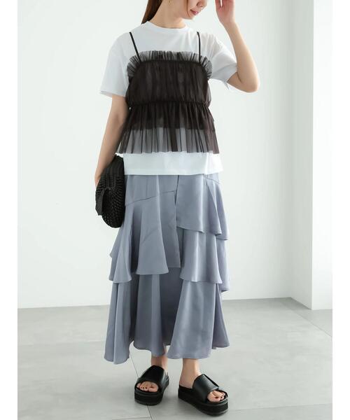 Te chichi（テチチ）の「アシンメトリーティアードロングスカート（スカート・レディース・ブラウン/グレー/ネイビー・F）」の16枚目の写真