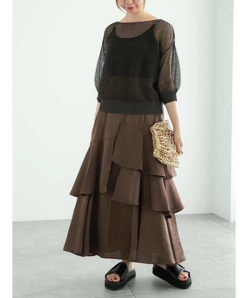 Te chichi（テチチ）の「アシンメトリーティアードロングスカート（スカート・レディース・ブラウン/グレー/ネイビー・F）」の20枚目の写真