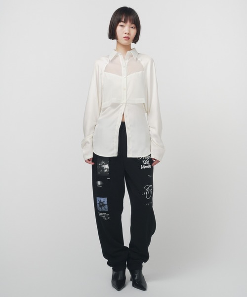THINGS THAT MATTER（シングス ザット マター）の「LAYERING SHEER SHIRTS / レイヤリングシアーシャツ（シャツ/ブラウス・レディース・ホワイト/ブラック×イエロー/ブラック×グレー・FREE）」の7枚目の写真