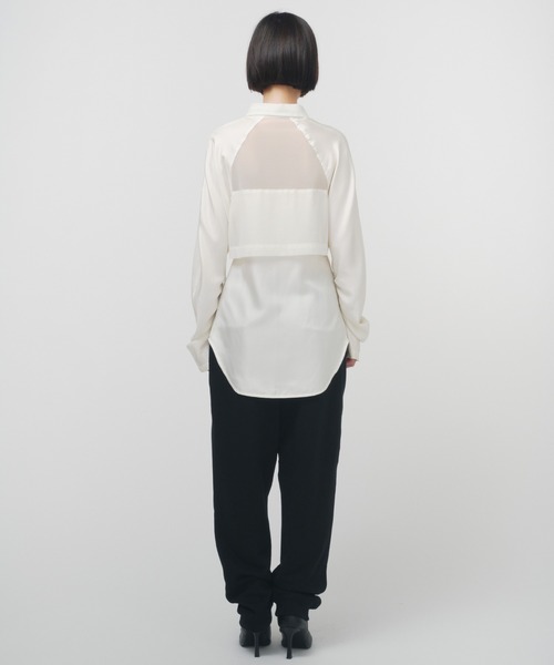 THINGS THAT MATTER（シングス ザット マター）の「LAYERING SHEER SHIRTS / レイヤリングシアーシャツ（シャツ/ブラウス・レディース・ホワイト/ブラック×イエロー/ブラック×グレー・FREE）」の9枚目の写真