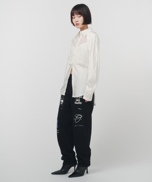 THINGS THAT MATTER（シングス ザット マター）の「LAYERING SHEER SHIRTS / レイヤリングシアーシャツ（シャツ/ブラウス・レディース・ホワイト/ブラック×イエロー/ブラック×グレー・FREE）」の8枚目の写真
