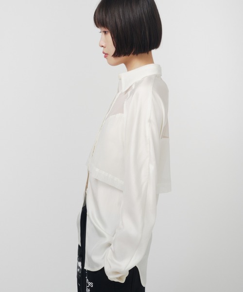 THINGS THAT MATTER（シングス ザット マター）の「LAYERING SHEER SHIRTS / レイヤリングシアーシャツ（シャツ/ブラウス・レディース・ホワイト/ブラック×イエロー/ブラック×グレー・FREE）」の10枚目の写真