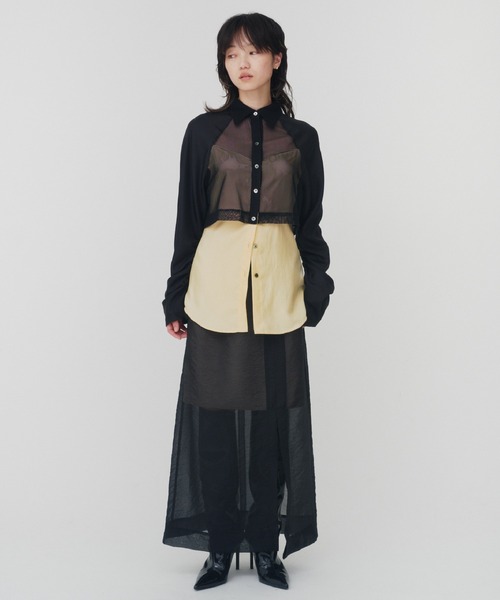 THINGS THAT MATTER（シングス ザット マター）の「LAYERING SHEER SHIRTS / レイヤリングシアーシャツ（シャツ/ブラウス・レディース・ホワイト/ブラック×イエロー/ブラック×グレー・FREE）」の14枚目の写真