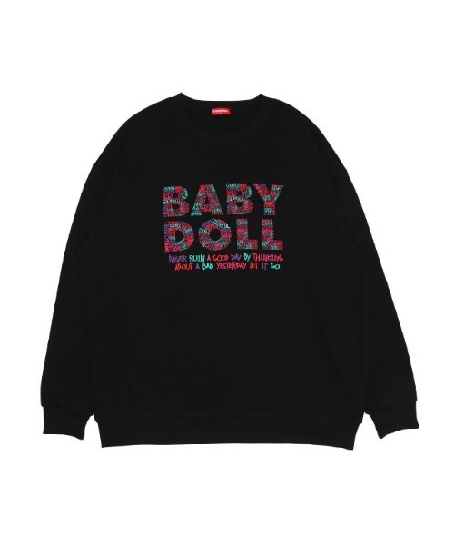 BABYDOLL(ベビードール)の「親子お揃い 立体メッセージロゴ トレーナー 9835A(スウェット・レディース・ブラック/ホワイト・S/M/L/XL)」の2枚目の写真
