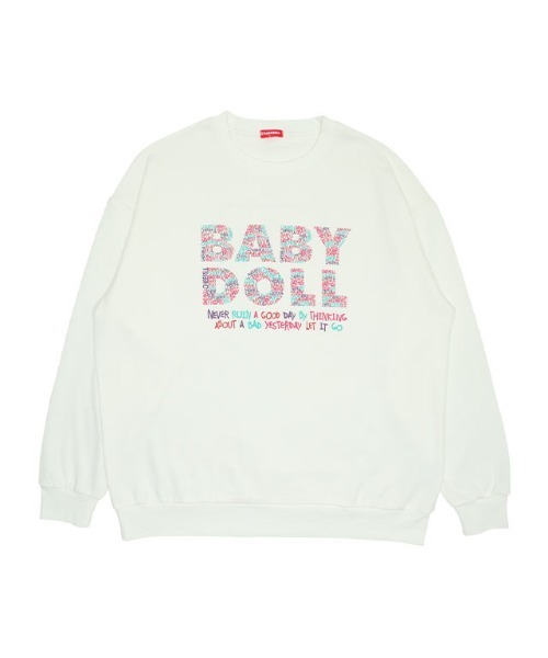 BABYDOLL(ベビードール)の「親子お揃い 立体メッセージロゴ トレーナー 9835A(スウェット・レディース・ブラック/ホワイト・S/M/L/XL)」の4枚目の写真