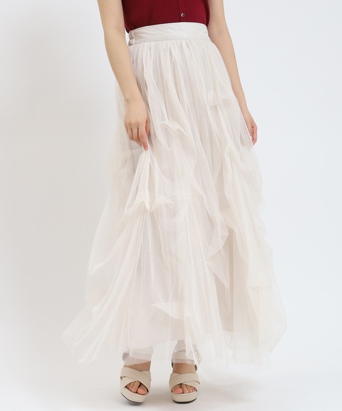 ASTORIA ODIER(アストリアオディール)の「タックボリュームチュールスカート(スカート・レディース・チャコールグレー/ブラック/アイボリー・MEDIUM)」の2枚目の写真