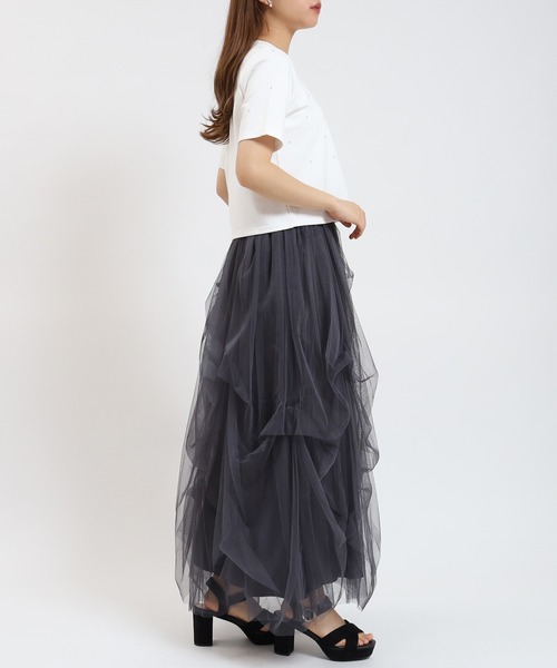 ASTORIA ODIER(アストリアオディール)の「タックボリュームチュールスカート(スカート・レディース・チャコールグレー/ブラック/アイボリー・MEDIUM)」の8枚目の写真