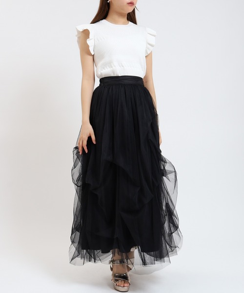 ASTORIA ODIER(アストリアオディール)の「タックボリュームチュールスカート(スカート・レディース・チャコールグレー/ブラック/アイボリー・MEDIUM)」の16枚目の写真