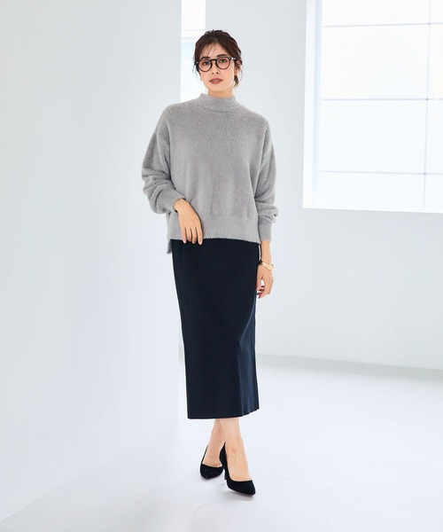 CROSS FUNCTION(クロスファンクション)の「《洗えるニット》マシュマロフェザーハイネックニット【CF/クロスファンクション】(ニット/セーター・レディース・ブルー/アイボリー/ブラック/ライトピンク/ライトグレー/カーキ・M/L/LL)」の12枚目の写真