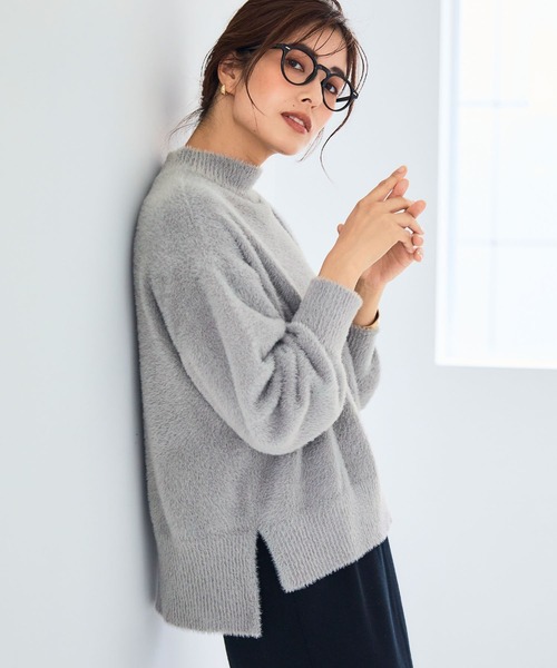 CROSS FUNCTION(クロスファンクション)の「《洗えるニット》マシュマロフェザーハイネックニット【CF/クロスファンクション】(ニット/セーター・レディース・ブルー/アイボリー/ブラック/ライトピンク/ライトグレー/カーキ・M/L/LL)」の9枚目の写真