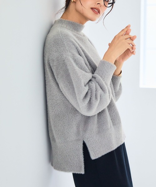 CROSS FUNCTION(クロスファンクション)の「《洗えるニット》マシュマロフェザーハイネックニット【CF/クロスファンクション】(ニット/セーター・レディース・ブルー/アイボリー/ブラック/ライトピンク/ライトグレー/カーキ・M/L/LL)」の7枚目の写真