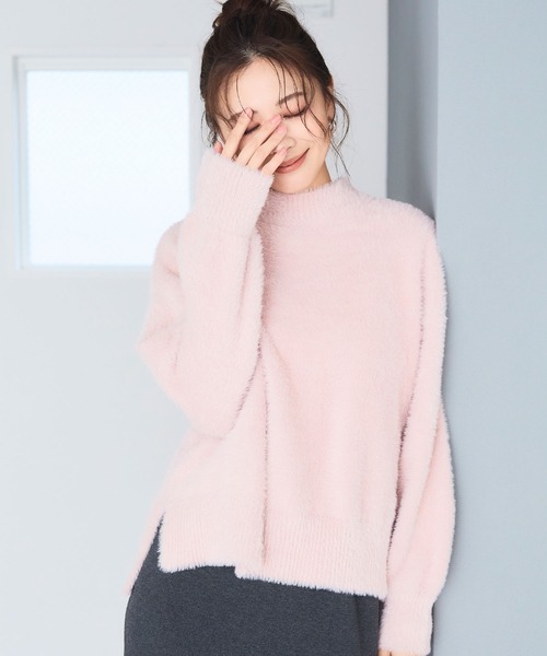 新品未使用　マカフィー　23SS 洗える　クロシェットフランジ　ニット　S 洗えるニット》マシュマロフェザーハイネックニット【CF/クロス