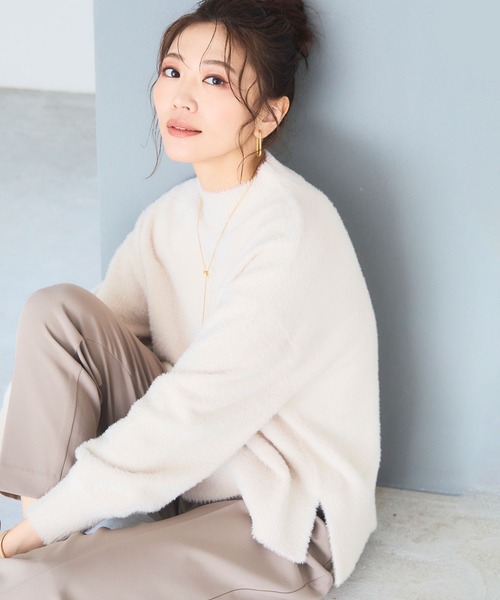 CROSS FUNCTION(クロスファンクション)の「《洗えるニット》マシュマロフェザーハイネックニット【CF/クロスファンクション】(ニット/セーター・レディース・ブルー/アイボリー/ブラック/ライトピンク/ライトグレー/カーキ・M/L/LL)」の18枚目の写真