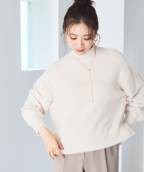 CROSS FUNCTION(クロスファンクション)の「《洗えるニット》マシュマロフェザーハイネックニット【CF/クロスファンクション】(ニット/セーター・レディース・ブルー/アイボリー/ブラック/ライトピンク/ライトグレー/カーキ・M/L/LL)」の16枚目の写真