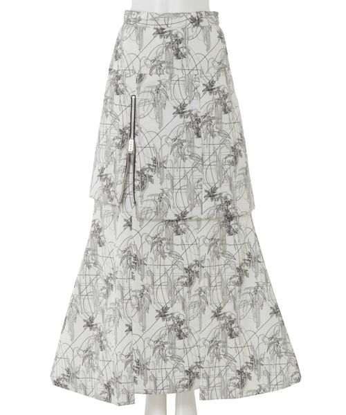 UN3D.(アンスリード)の「LINE FLOWER PADDED ZIP SK / ラインフラワーパデッドジップスカート(スカート・レディース・ブラック/ホワイト・36/38)」の15枚目の写真