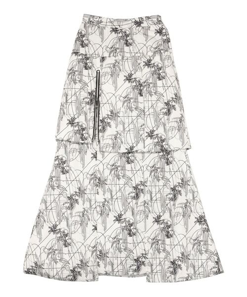 UN3D.(アンスリード)の「LINE FLOWER PADDED ZIP SK / ラインフラワーパデッドジップスカート(スカート・レディース・ブラック/ホワイト・36/38)」の7枚目の写真