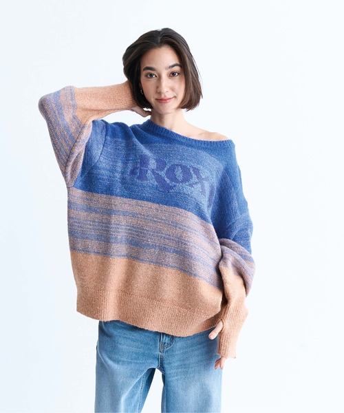 ROXY（ロキシー）の「WISH UPON THE STAR/ロキシーグラデーションワンポイントロゴニット（ニット/セーター・レディース・ブラック/ピンク/オレンジ・SMALL/LARGE/MEDIUM）」の3枚目の写真
