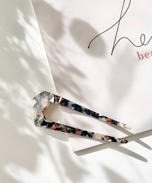 ciite'(シーテ)の「シェリーミックスマーブルかんざし(バレッタ/ヘアクリップ・レディース・ブラック/アイボリー・FREE)」の6枚目の写真