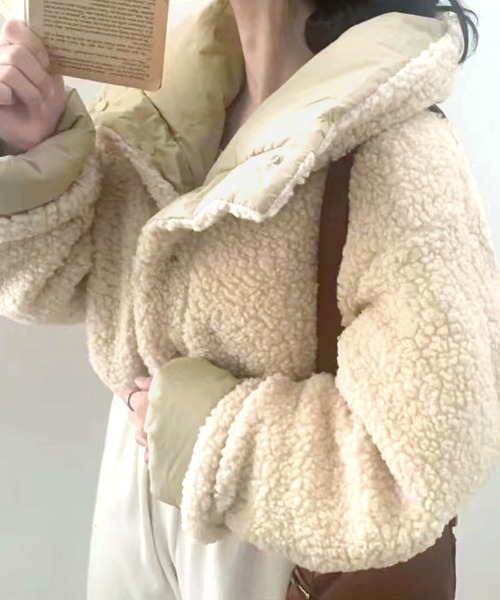 REMUR(レミュール)の「ボアジャケット リバーシブル(ダウンジャケット/コート・レディース・ベージュ/ホワイト/ブラック・FREE)」の18枚目の写真