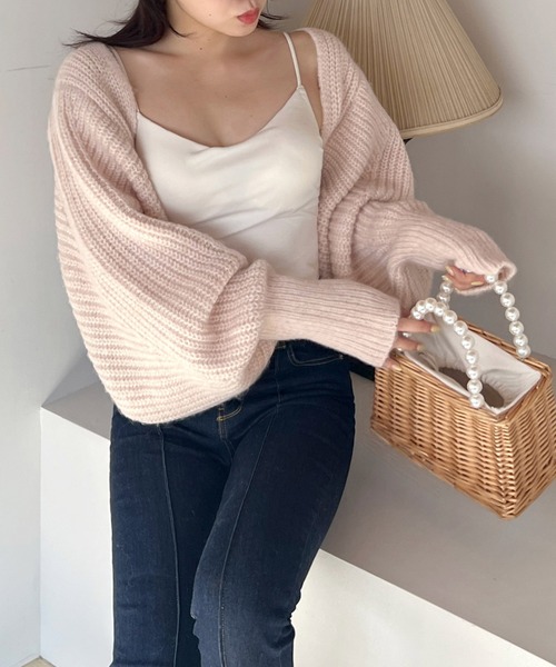 ROYAL PARTY（ロイヤルパーティー）の「畦編みニットボレロ（カーディガン/ボレロ・レディース・オフホワイト/ブラック/グレー/ピンク・FREE）」の4枚目の写真