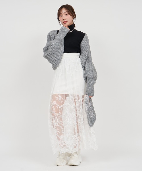 ROYAL PARTY（ロイヤルパーティー）の「畦編みニットボレロ（カーディガン/ボレロ・レディース・オフホワイト/ブラック/グレー/ピンク・FREE）」の12枚目の写真