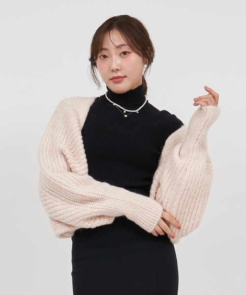 ROYAL PARTY（ロイヤルパーティー）の「畦編みニットボレロ（カーディガン/ボレロ・レディース・オフホワイト/ブラック/グレー/ピンク・FREE）」の17枚目の写真