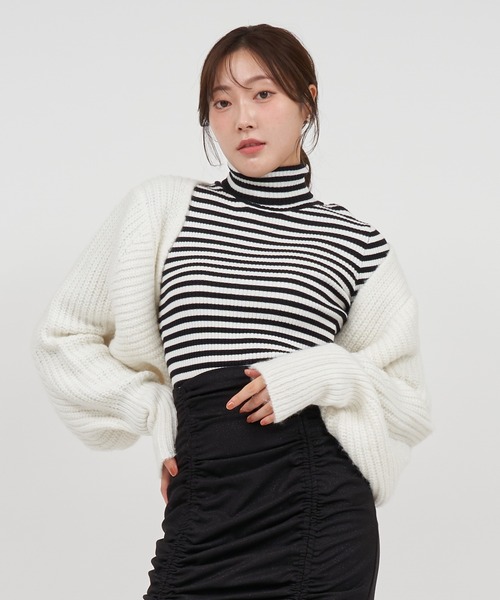 ROYAL PARTY（ロイヤルパーティー）の「畦編みニットボレロ（カーディガン/ボレロ・レディース・オフホワイト/ブラック/グレー/ピンク・FREE）」の15枚目の写真