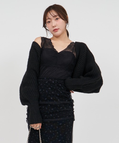 ROYAL PARTY（ロイヤルパーティー）の「畦編みニットボレロ（カーディガン/ボレロ・レディース・オフホワイト/ブラック/グレー/ピンク・FREE）」の13枚目の写真