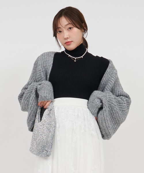 ROYAL PARTY（ロイヤルパーティー）の「畦編みニットボレロ（カーディガン/ボレロ・レディース・オフホワイト/ブラック/グレー/ピンク・FREE）」の11枚目の写真