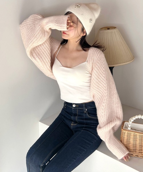 ROYAL PARTY（ロイヤルパーティー）の「畦編みニットボレロ（カーディガン/ボレロ・レディース・オフホワイト/ブラック/グレー/ピンク・FREE）」の6枚目の写真