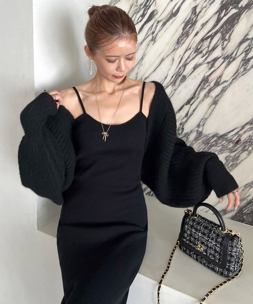 ROYAL PARTY（ロイヤルパーティー）の「畦編みニットボレロ（カーディガン/ボレロ・レディース・オフホワイト/ブラック/グレー/ピンク・FREE）」の19枚目の写真