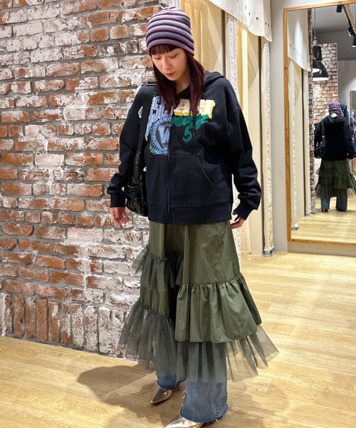 RODEO CROWNS WIDE BOWL（ロデオクラウンズワイドボウル）の「ボーダーニットビーニー（ニットキャップ/ビーニー・レディース・ブラウン/ネイビー/ブラック・FREE）」の4枚目の写真