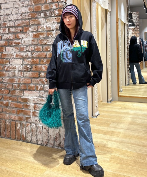 RODEO CROWNS WIDE BOWL（ロデオクラウンズワイドボウル）の「ボーダーニットビーニー（ニットキャップ/ビーニー・レディース・ブラウン/ネイビー/ブラック・FREE）」の7枚目の写真