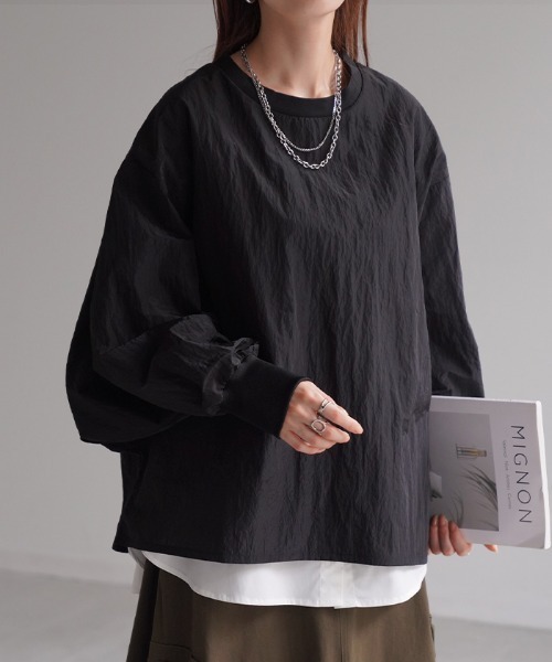HUG.U(ハグユー)の「ナイロンシアートップス(Tシャツ/カットソー・レディース・カーキ/ブラック/オレンジ/サンドベージュ・FREE)」の2枚目の写真