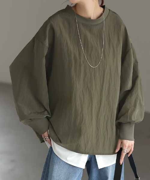 HUG.U(ハグユー)の「ナイロンシアートップス(Tシャツ/カットソー・レディース・カーキ/ブラック/オレンジ/サンドベージュ・FREE)」の17枚目の写真
