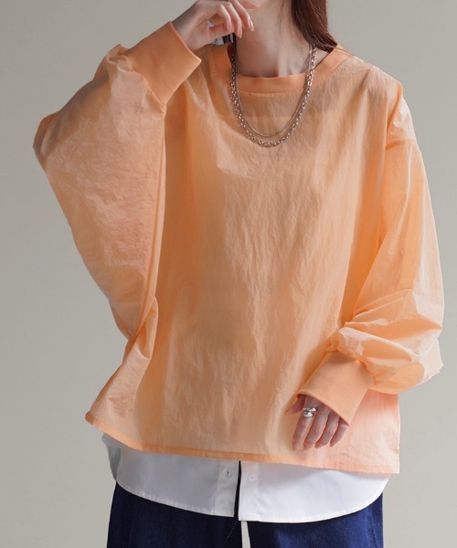 HUG.U(ハグユー)の「ナイロンシアートップス(Tシャツ/カットソー・レディース・カーキ/ブラック/オレンジ/サンドベージュ・FREE)」の5枚目の写真