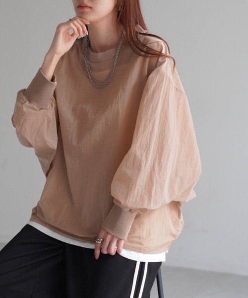 HUG.U(ハグユー)の「ナイロンシアートップス(Tシャツ/カットソー・レディース・カーキ/ブラック/オレンジ/サンドベージュ・FREE)」の11枚目の写真