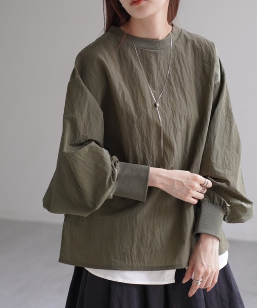 HUG.U(ハグユー)の「ナイロンシアートップス(Tシャツ/カットソー・レディース・カーキ/ブラック/オレンジ/サンドベージュ・FREE)」の19枚目の写真