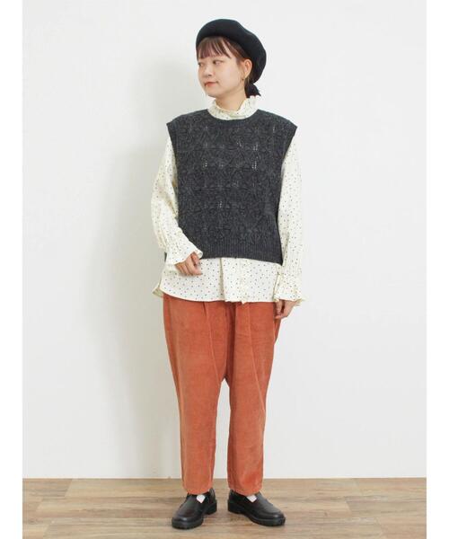 Samansa Mos2（サマンサ モスモス）の「【Lサイズ WEB限定】コーデュロイテーパードパンツ（その他パンツ・レディース・ベージュ/チャコールグレー/カーキ/オレンジ・L/M）」の10枚目の写真