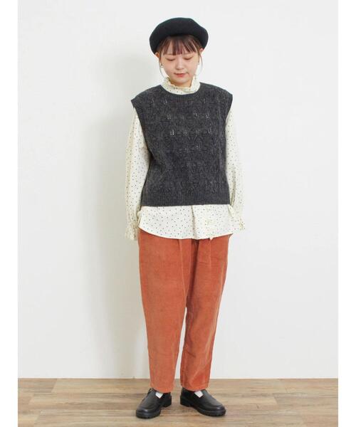 Samansa Mos2（サマンサ モスモス）の「【Lサイズ WEB限定】コーデュロイテーパードパンツ（その他パンツ・レディース・ベージュ/チャコールグレー/カーキ/オレンジ・L/M）」の11枚目の写真