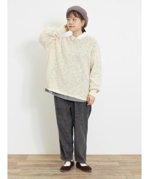 Samansa Mos2（サマンサ モスモス）の「【Lサイズ WEB限定】コーデュロイテーパードパンツ（その他パンツ・レディース・ベージュ/チャコールグレー/カーキ/オレンジ・L/M）」の14枚目の写真