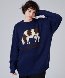 COW PATTERN LOW-GAUGE KNIT / カウ柄ローゲージニット
