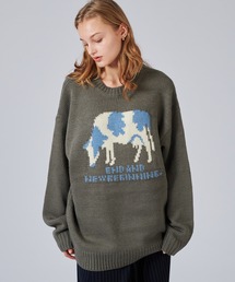COW PATTERN LOW-GAUGE KNIT / カウ柄ローゲージニット