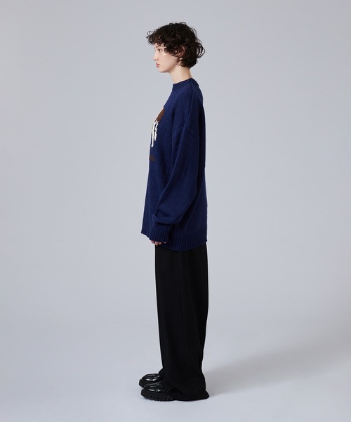 ONCILY(オンシェリー)の「COW PATTERN LOW-GAUGE KNIT / カウ柄ローゲージニット(ニット/セーター・メンズ・グレー/ネイビー・SMALL/MEDIUM/LARGE)」の14枚目の写真