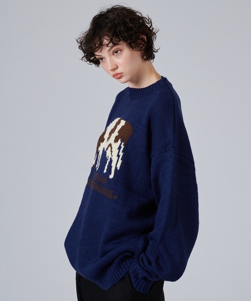 COW PATTERN LOW-GAUGE KNIT / カウ柄ローゲージニット（ニット