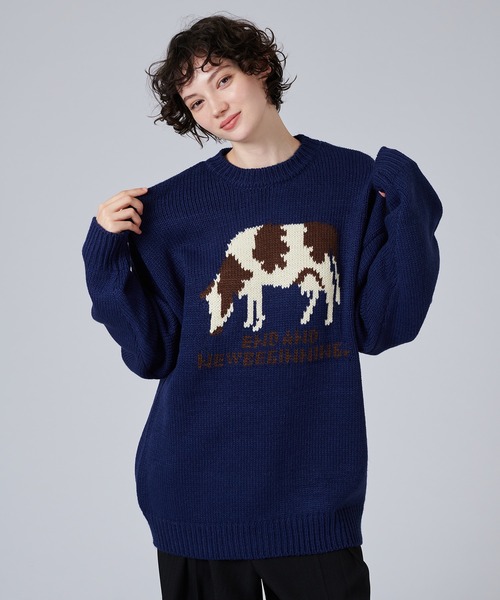 上杉柊平着用CABaNローゲージニット COW PATTERN LOW-GAUGE KNIT / カウ柄ローゲージニット（ニット
