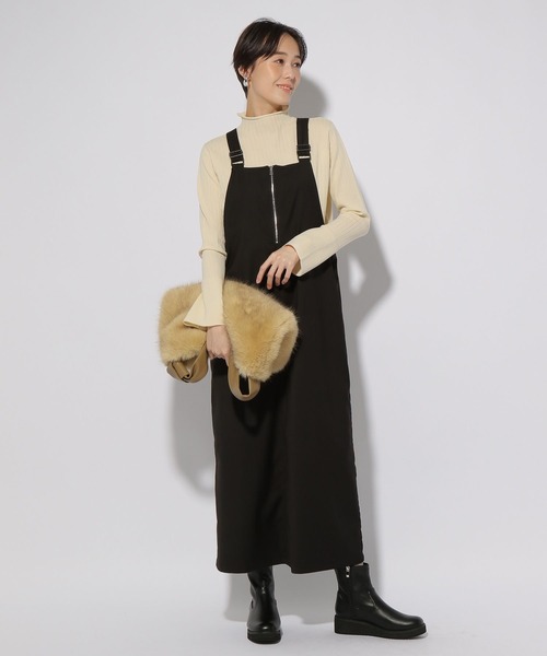 Elura（エルーラ）の「＜ELSTAFF企画＞フロントジップジャンスカ/149161（ジャンパースカート・レディース・ブラウン/ブラック・FREE/FREE(S)）」の2枚目の写真