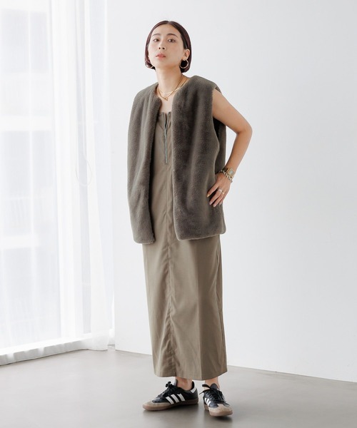 Elura（エルーラ）の「＜ELSTAFF企画＞フロントジップジャンスカ/149161（ジャンパースカート・レディース・ブラウン/ブラック・FREE/FREE(S)）」の3枚目の写真